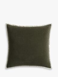 West Elm Cotton Velvet Cushion Cover, Olive - thumbnail 1