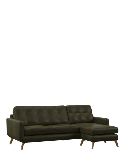 John Lewis Barbican RHF Chaise Leather Sofa, Light Leg - image 1