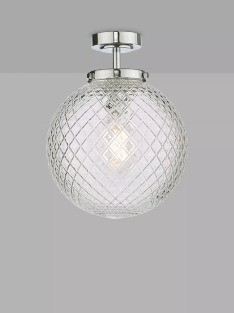 Där Wayne Textured Glass Bathroom Ceiling Light, Clear/Polished Chrome - image 1