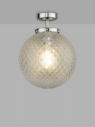Där Wayne Textured Glass Bathroom Ceiling Light, Clear/Polished Chrome - thumbnail 4