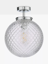 Där Wayne Textured Glass Bathroom Ceiling Light, Clear/Polished Chrome - thumbnail 2