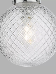 Där Wayne Textured Glass Bathroom Ceiling Light, Clear/Polished Chrome - thumbnail 3