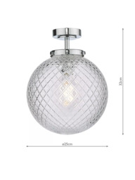 Där Wayne Textured Glass Bathroom Ceiling Light, Clear/Polished Chrome - thumbnail 6