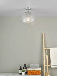 Där Wayne Textured Glass Bathroom Ceiling Light, Clear/Polished Chrome - thumbnail 5