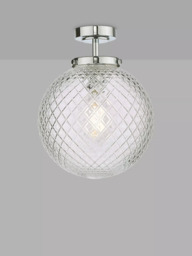 Där Wayne Textured Glass Bathroom Ceiling Light, Clear/Polished Chrome - thumbnail 1