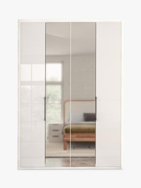 John Lewis Osaka 1.5m Bi-Fold Wardrobe with 2 Glass Doors & 2 Mirrored Doors - image 1