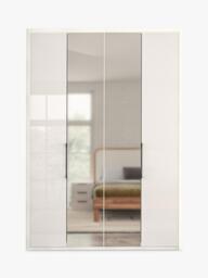 John Lewis Osaka 1.5m Bi-Fold Wardrobe with 2 Glass Doors & 2 Mirrored Doors