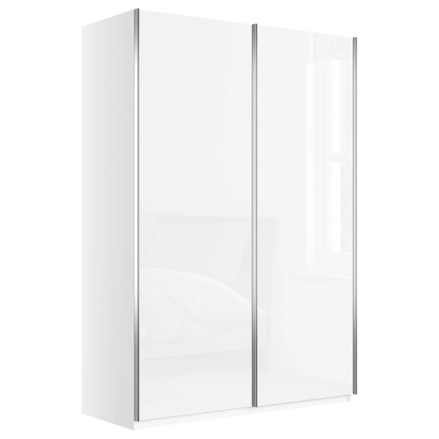 John Lewis Elstra 150cm Wardrobe with White Glass Sliding Doors - image 1