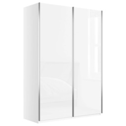 John Lewis Elstra 150cm Wardrobe with White Glass Sliding Doors