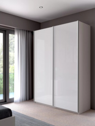 John Lewis Elstra 150cm Wardrobe with White Glass Sliding Doors - thumbnail 2