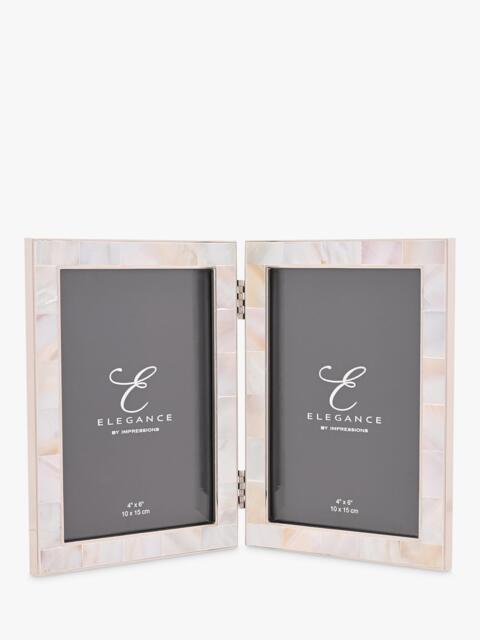 Impressions Elegance Mother of Pearl Double Photo Frame, White - image 1