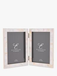 Impressions Elegance Mother of Pearl Double Photo Frame, White - thumbnail 1