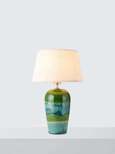John Lewis Hugo Reactive Glaze Ceramic Table Lamp, Green - image 1
