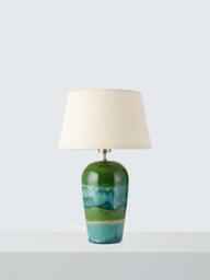 John Lewis Hugo Reactive Glaze Ceramic Table Lamp, Green - thumbnail 2