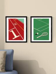 EAST END PRINTS Rosi Feist 'Racket & Run' Framed Print, Set of 2, 53.4 x 43.4cm, Black - thumbnail 2