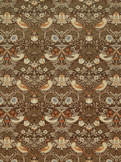William Morris At Home Strawberry Thief Velvet Made to Measure Curtains or Roman Blind, Nettle - image 1