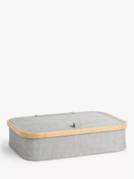 John Lewis Bamboo Rim Divided Storage Basket, H9.3 x W38 x D26cm - thumbnail 1