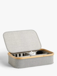 John Lewis Bamboo Rim Divided Storage Basket, H9.3 x W38 x D26cm - thumbnail 2
