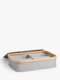 John Lewis Bamboo Rim Divided Storage Basket, H9.3 x W38 x D26cm - thumbnail 3