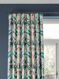 Harlequin Melora Pair Lined Pencil Pleat Curtains, Teal/Pink - thumbnail 1
