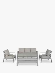 Bramblecrest Prague 7-Seater Casual Garden Dining Set with Height-Adjustable Table, Latte