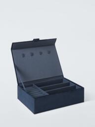 John Lewis Archive Embroidered Floral Jewellery Box, Navy - thumbnail 2