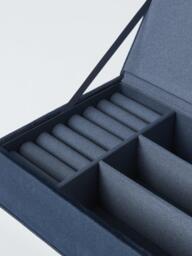 John Lewis Archive Embroidered Floral Jewellery Box, Navy - thumbnail 3