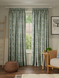 John Lewis Avani Weave Pair Lined Pencil Pleat Curtains, Green - thumbnail 2