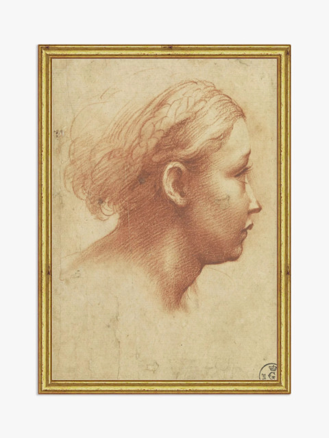 Brookpace Lascelles Raphael 'Parmagiano Drawing' Wood Framed Print, 26 x 18cm, Natural/Gold