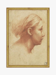 Brookpace Lascelles Raphael 'Parmigiano Drawing' Wood Framed Print, 26 x 18cm, Natural/Gold