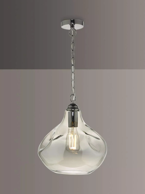 Där Esarosa Smoked Glass Pendant Ceiling Light, Black Chrome - image 1