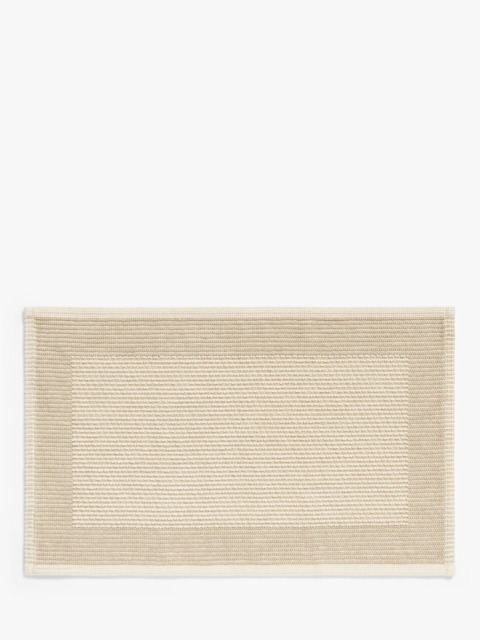 John Lewis Linen Blend Border Bath Mat, Natural - image 1