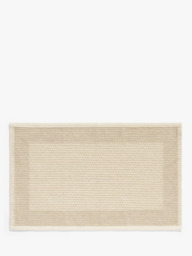 John Lewis Linen Blend Border Bath Mat, Natural - thumbnail 1