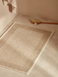 John Lewis Linen Blend Border Bath Mat, Natural - thumbnail 2