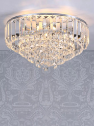 Laura Ashley Vienna Crystal Flush Ceiling Light, Clear/Polished Chrome - thumbnail 1