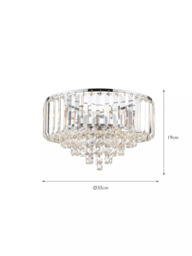 Laura Ashley Vienna Crystal Flush Ceiling Light, Clear/Polished Chrome - thumbnail 4