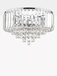 Laura Ashley Vienna Crystal Flush Ceiling Light, Clear/Polished Chrome - thumbnail 3