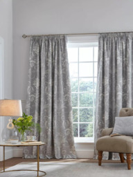 Laura Ashley Josette Pair Blackout Lined Pencil Pleat Curtains, Steel - thumbnail 1