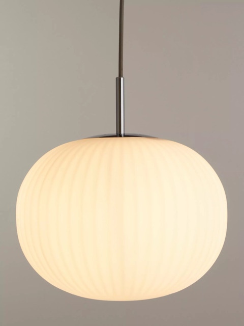 John Lewis Pleated Glass Globe Ceiling Light, White/Chrome - image 1