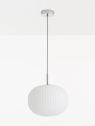 John Lewis Pleated Glass Globe Ceiling Light, White/Chrome - thumbnail 4