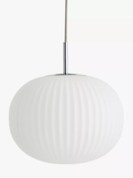 John Lewis Pleated Glass Globe Ceiling Light, White/Chrome - thumbnail 3