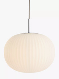 John Lewis Pleated Glass Globe Ceiling Light, White/Chrome - thumbnail 6