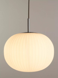 John Lewis Pleated Glass Globe Ceiling Light, White/Chrome - thumbnail 1