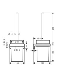Hansgrohe AddStoris Toilet Brush & Wall-Mounted Holder - thumbnail 3