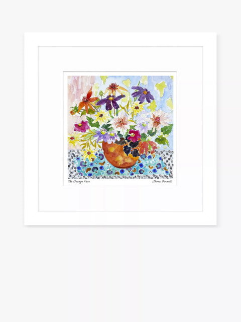 John Lewis Emma Burnett 'The Orange Vase' Framed Print & Mount, 33.5 x 33.5cm, Orange/Mul - image 1