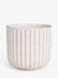 John Lewis Country Ribbed Earthenware Indoor Planter, 23cm, White