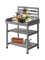 VegTrug Potting Table, 78cm, FSC-Certified (Cedar Wood), Grey Wash - thumbnail 1