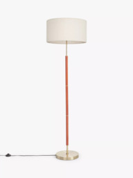 John Lewis Hamilton Floor Lamp, Walnut Stain/Antique Brass - thumbnail 2