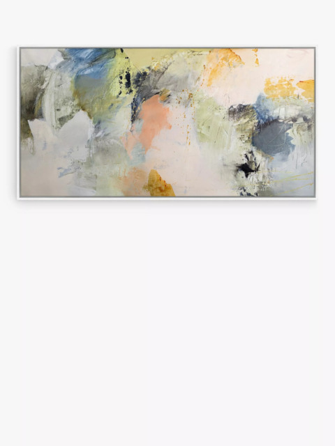 John Lewis Natasha Barnes 'Formation' Abstract Framed Canvas Print, 64 x 124cm, White/Multi - image 1
