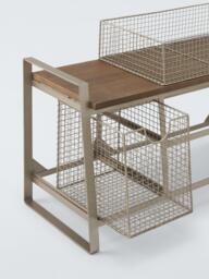 John Lewis Mesh and Mango Wood Shoe Bench, Grey Smoke - thumbnail 4